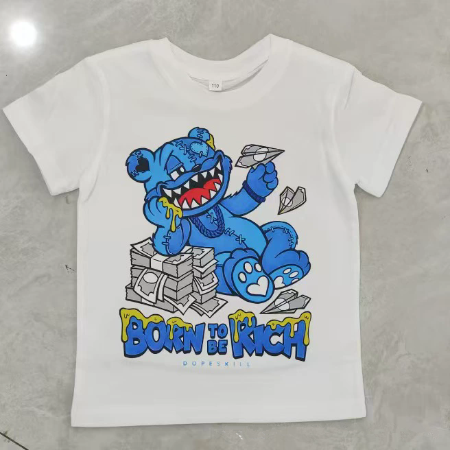 1PC  Summer pure cotton cartoon printed short sleeved men's and women's clothing, children's T-shirt, breathable top