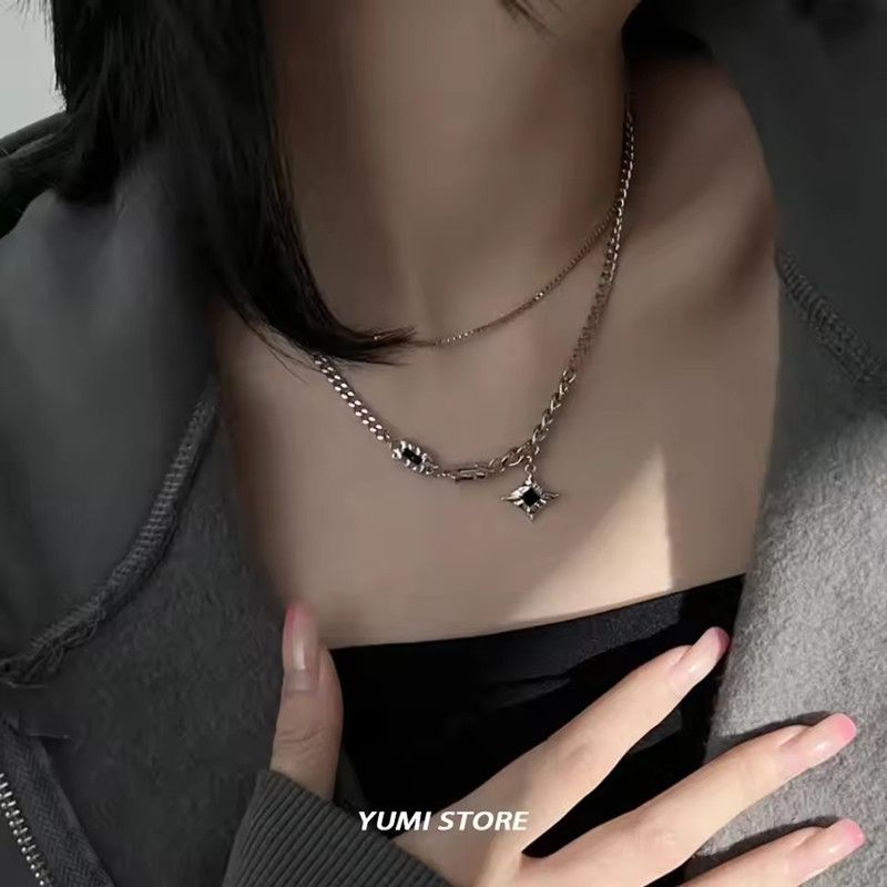 Trendy Double Layered Star Pendant Necklace For Men Unisex Personalized Titanium Steel Chain Necklaces Casual Party Jewelry Gift