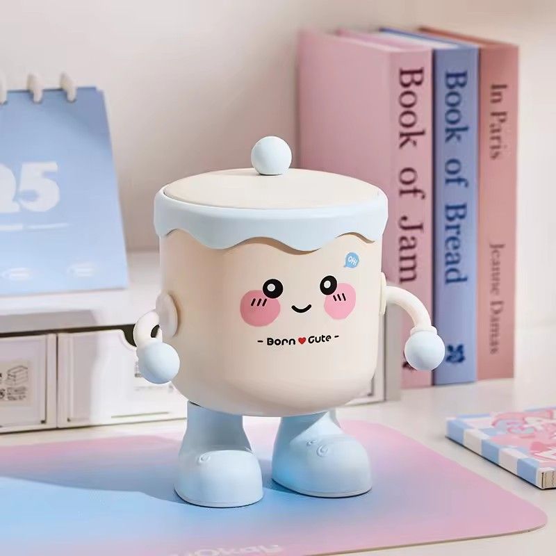 1PC Cute Desktop Trash Can, Mini High-Beauty Bookshelf Dining Table Bedroom Bedside Home Small Garbage Storage Box