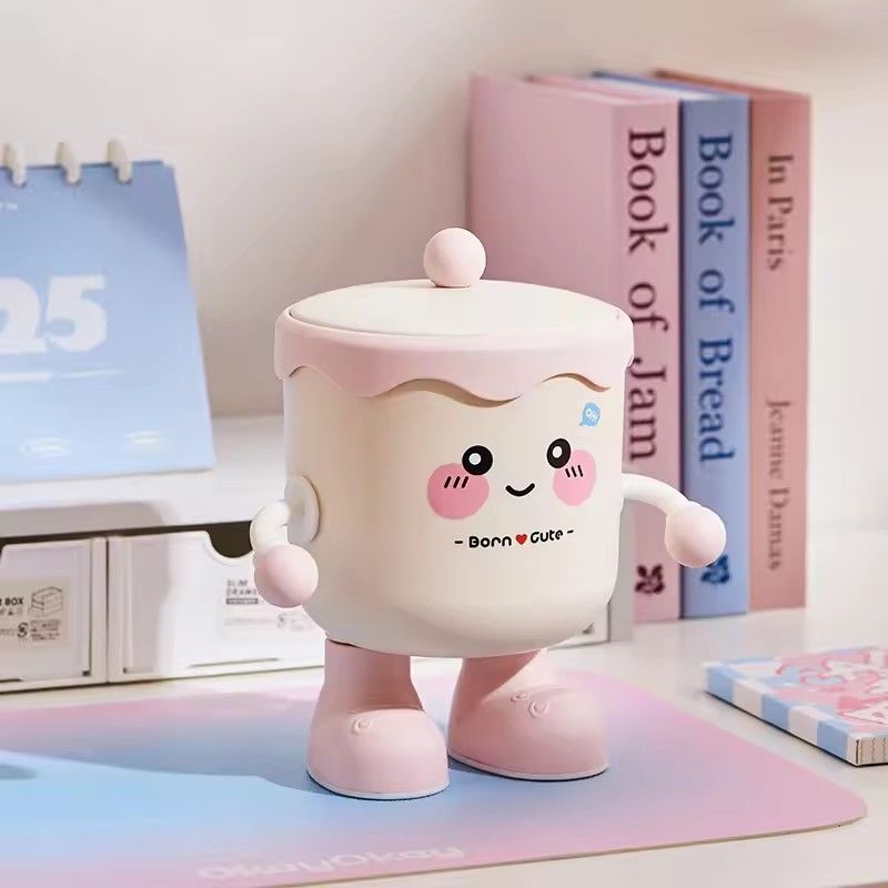 1PC Cute Desktop Trash Can, Mini High-Beauty Bookshelf Dining Table Bedroom Bedside Home Small Garbage Storage Box