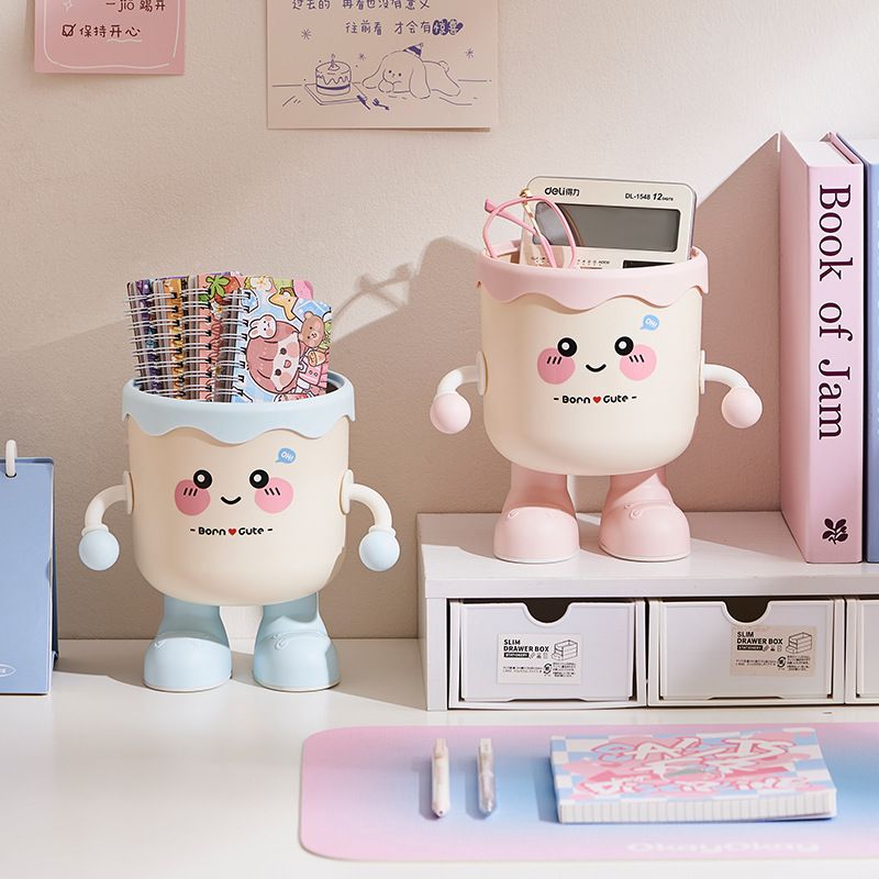 1PC Cute Desktop Trash Can, Mini High-Beauty Bookshelf Dining Table Bedroom Bedside Home Small Garbage Storage Box