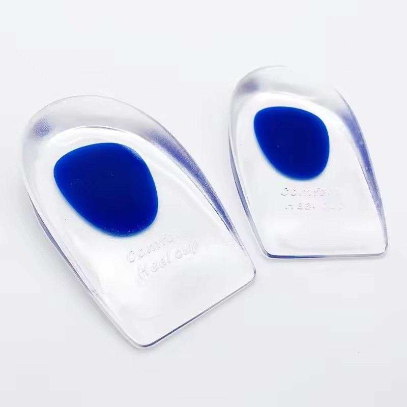 1 Pair Silicone Heel Pad Thickened Sports Cushioning U-Shaped Half Size Pad Non-Slip Invisible Inner Increase Insole