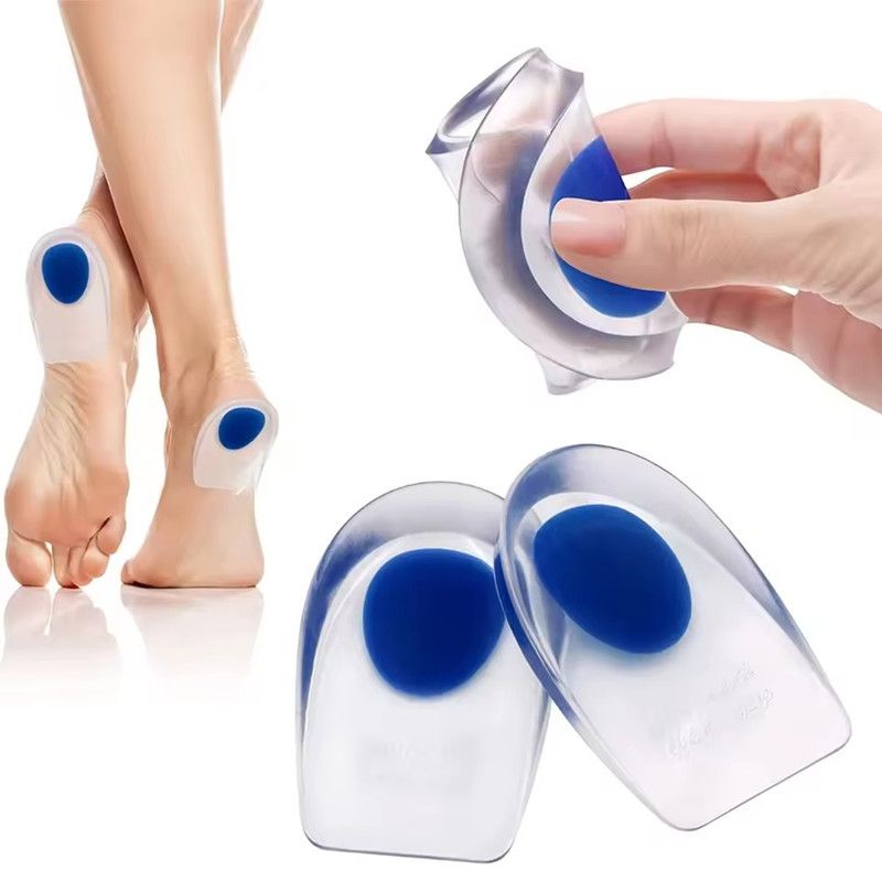 1 Pair Silicone Heel Pad Thickened Sports Cushioning U-Shaped Half Size Pad Non-Slip Invisible Inner Increase Insole