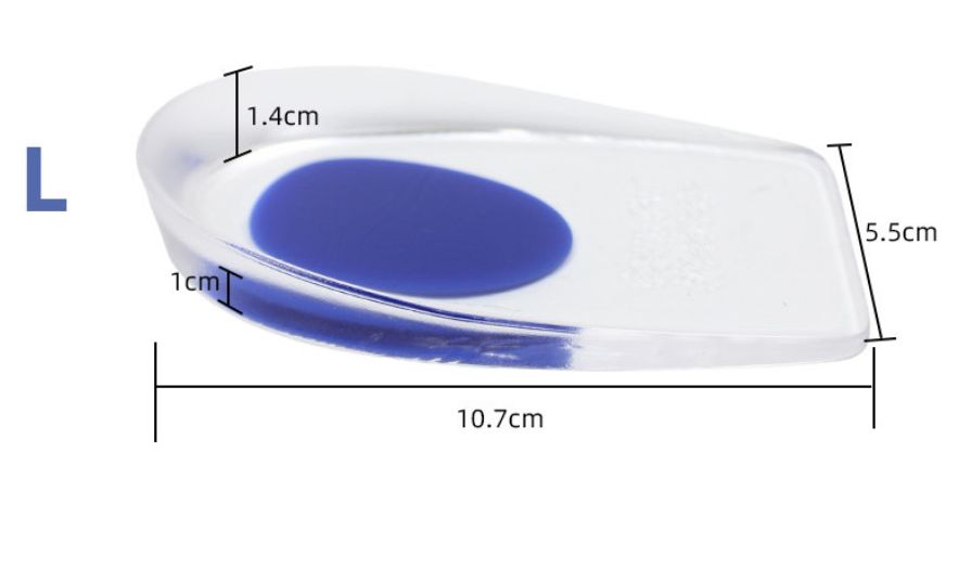 1 Pair Silicone Heel Pad Thickened Sports Cushioning U-Shaped Half Size Pad Non-Slip Invisible Inner Increase Insole