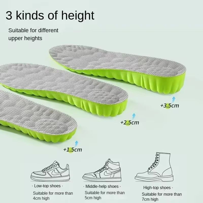 1 Pair Height Increase Insoles Memory Foam Shoe Inserts Soft Comfortable Cushioning Foot Pads for Men and Women