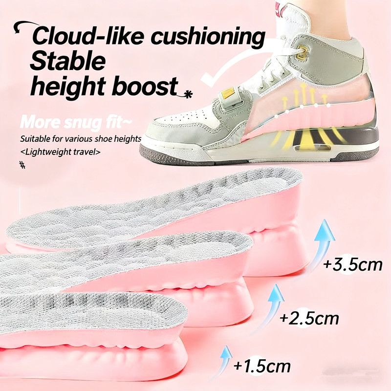 1 Pair Height Increase Insoles Memory Foam Shoe Inserts Soft Comfortable Cushioning Foot Pads for Men and Women