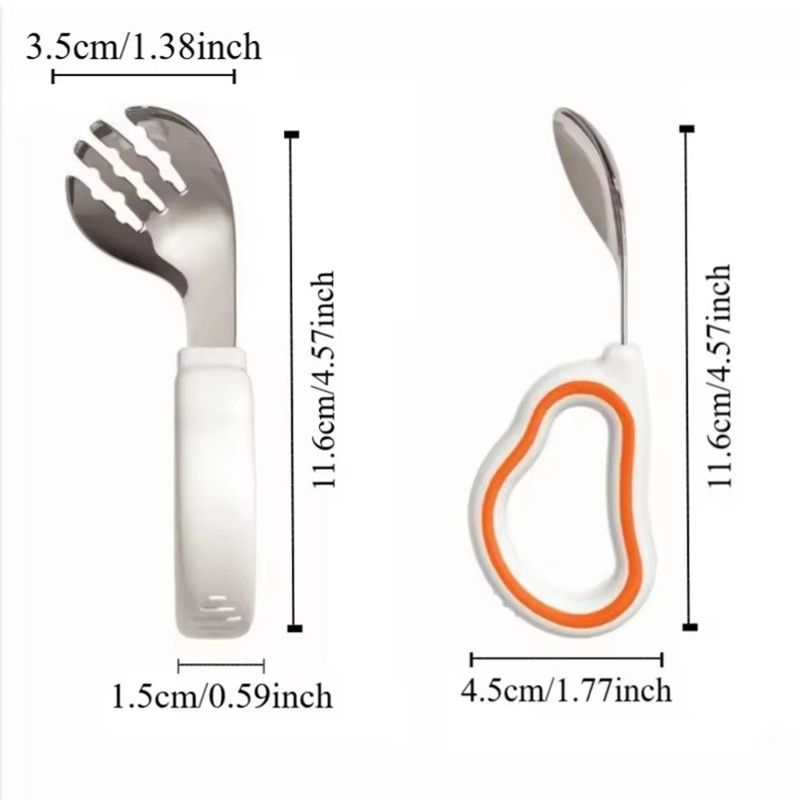 Silicone Baby Fork and Spoon Set Self Feeding with Storage Box Baby Cutlery Short Handle Safe Child Tableware Training EatingZ