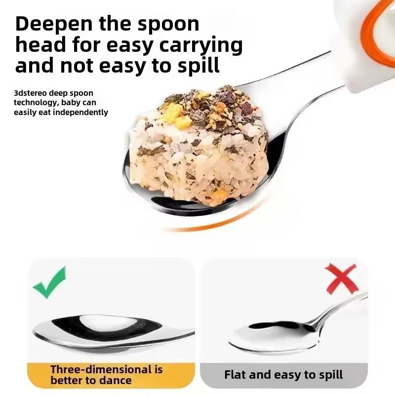 Silicone Baby Fork and Spoon Set Self Feeding with Storage Box Baby Cutlery Short Handle Safe Child Tableware Training EatingZ