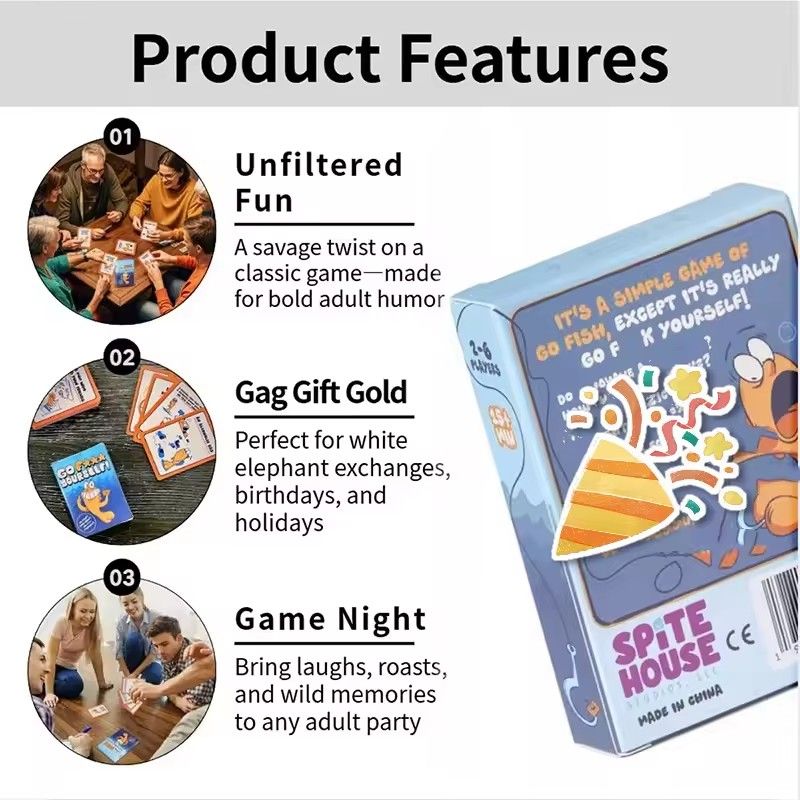 48PCS Fun Fish Card Solitaire Adult Party Table Game Two Or More Players Prank Party Interaction Family, Friends, Colleagues