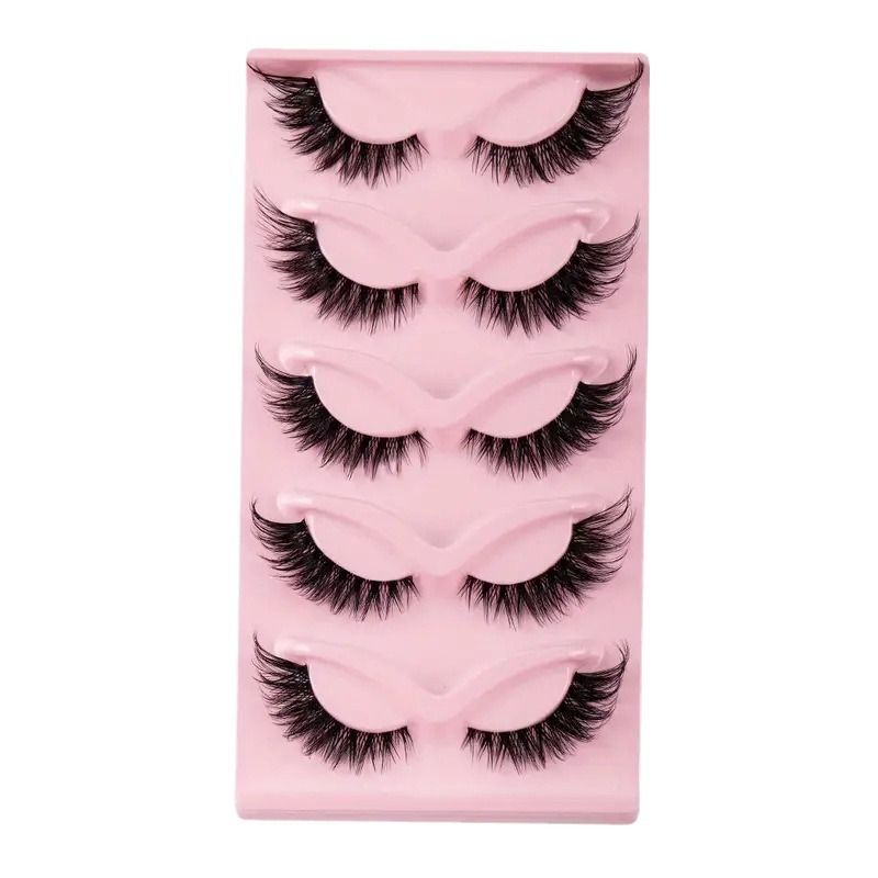 5 Pairs Cat Eyelashes Fluffy Cat Lashes Fake Eyelash Wispy Natural Look long Mink Eyelashes Strip Lashes Cat Eye Lashes view 5