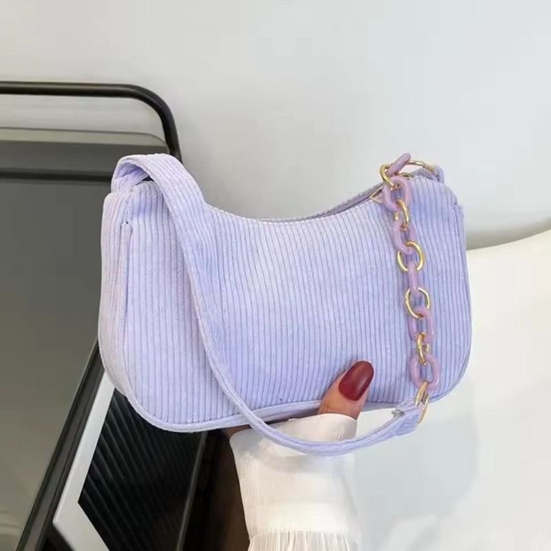 Fashion Vintage Handbags Women Autumn Winter Corduroy Underarm Bag Zipper Shoulder Small Bags Female Soft Casual Clutch Handbag