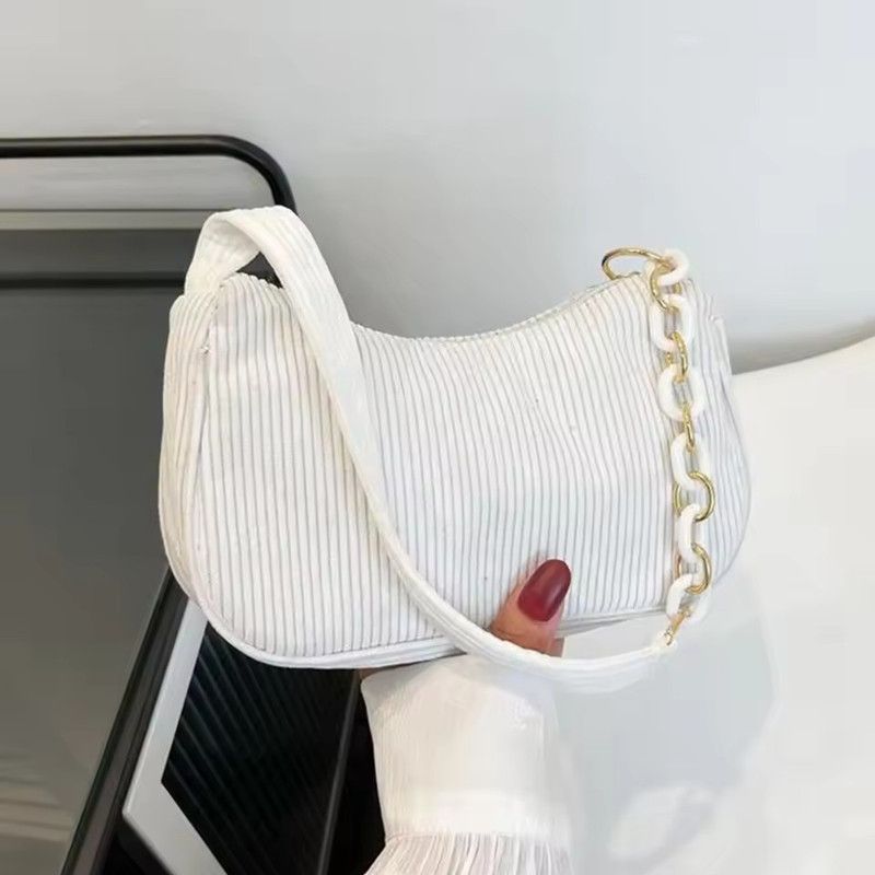 Fashion Vintage Handbags Women Autumn Winter Corduroy Underarm Bag Zipper Shoulder Small Bags Female Soft Casual Clutch Handbag