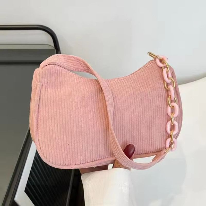 Fashion Vintage Handbags Women Autumn Winter Corduroy Underarm Bag Zipper Shoulder Small Bags Female Soft Casual Clutch Handbag