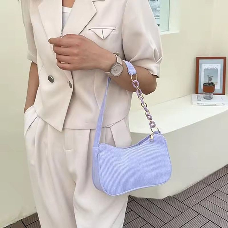 Fashion Vintage Handbags Women Autumn Winter Corduroy Underarm Bag Zipper Shoulder Small Bags Female Soft Casual Clutch Handbag