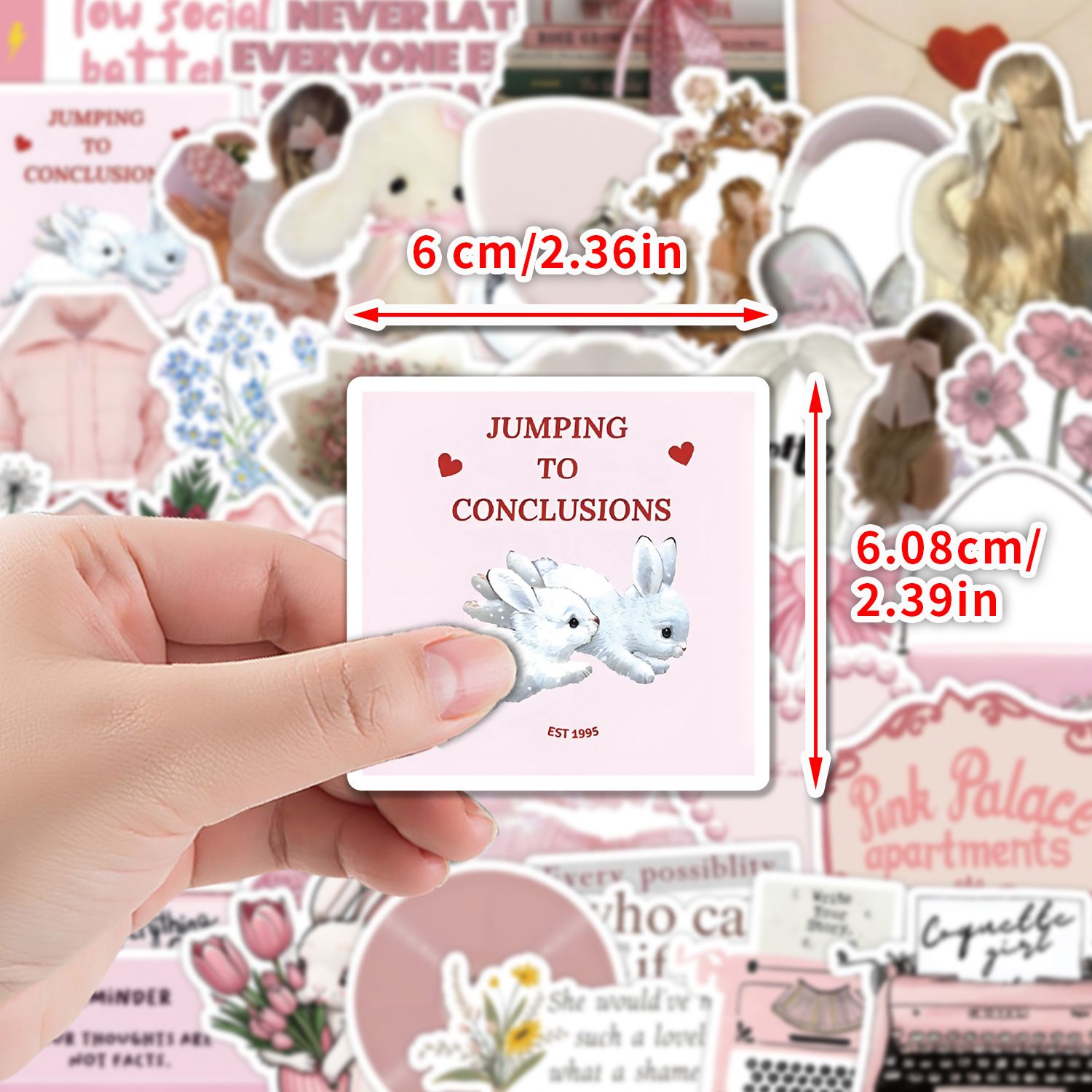 50pcs Cute Pink Coquette Aesthetic Stickers Kawaii INS Style Girl Sticker Decoration Luggage Phone Laptop Graffiti Decals H-37