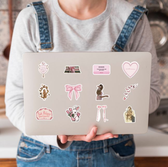 50pcs Cute Pink Coquette Aesthetic Stickers Kawaii INS Style Girl Sticker Decoration Luggage Phone Laptop Graffiti Decals H-37