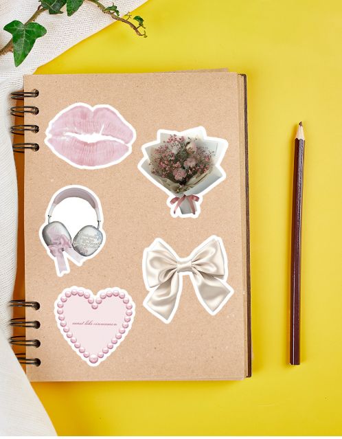 50pcs Cute Pink Coquette Aesthetic Stickers Kawaii INS Style Girl Sticker Decoration Luggage Phone Laptop Graffiti Decals H-37