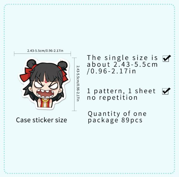 89Pcs Classic Anime Nezha Doodle Stickers for Guitar Notebook Luggage DIY Waterproof Stickers For Kids Gifts