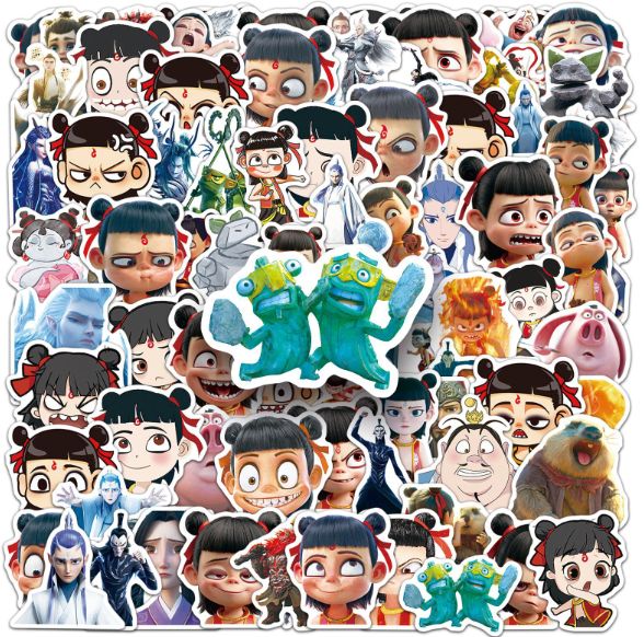 89Pcs Classic Anime Nezha Doodle Stickers for Guitar Notebook Luggage DIY Waterproof Stickers For Kids Gifts