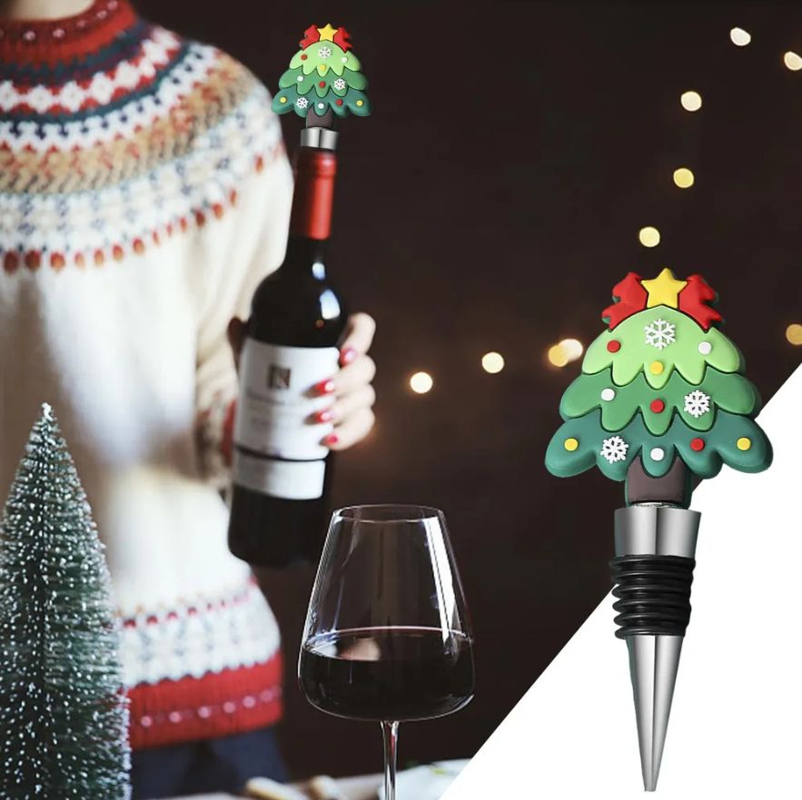 1PC European and American Small Gifts Christmas Gifts Parties Parties Gifts Christmas Trees Sealed and Preserved Wine Stoppers