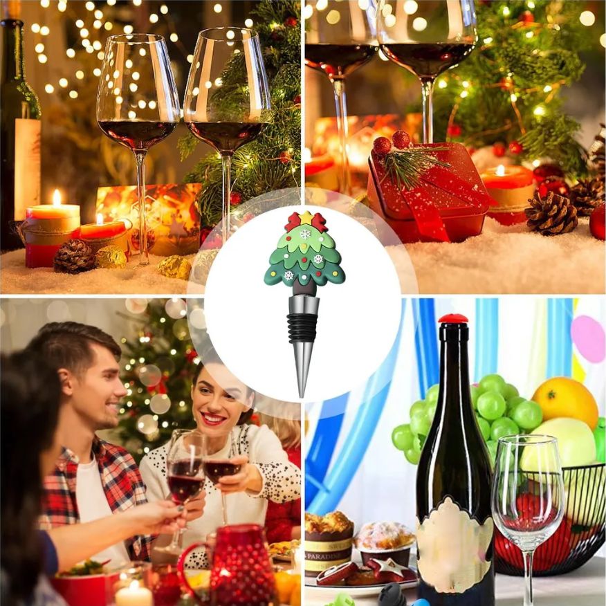 1PC European and American Small Gifts Christmas Gifts Parties Parties Gifts Christmas Trees Sealed and Preserved Wine Stoppers