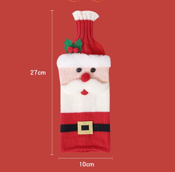 1PC Christmas Wine Bottle Cover Set Santa Snowman Woven Wine Bottle Bags For Christmas Party Table Decorations New Year Gifts