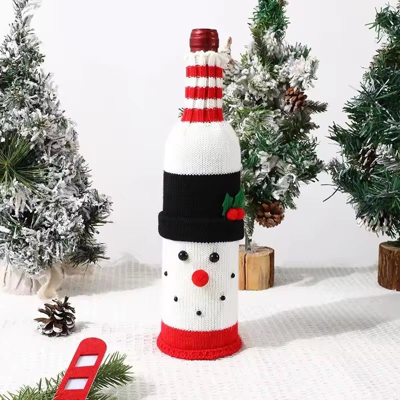 1PC Christmas Wine Bottle Cover Set Santa Snowman Woven Wine Bottle Bags For Christmas Party Table Decorations New Year Gifts