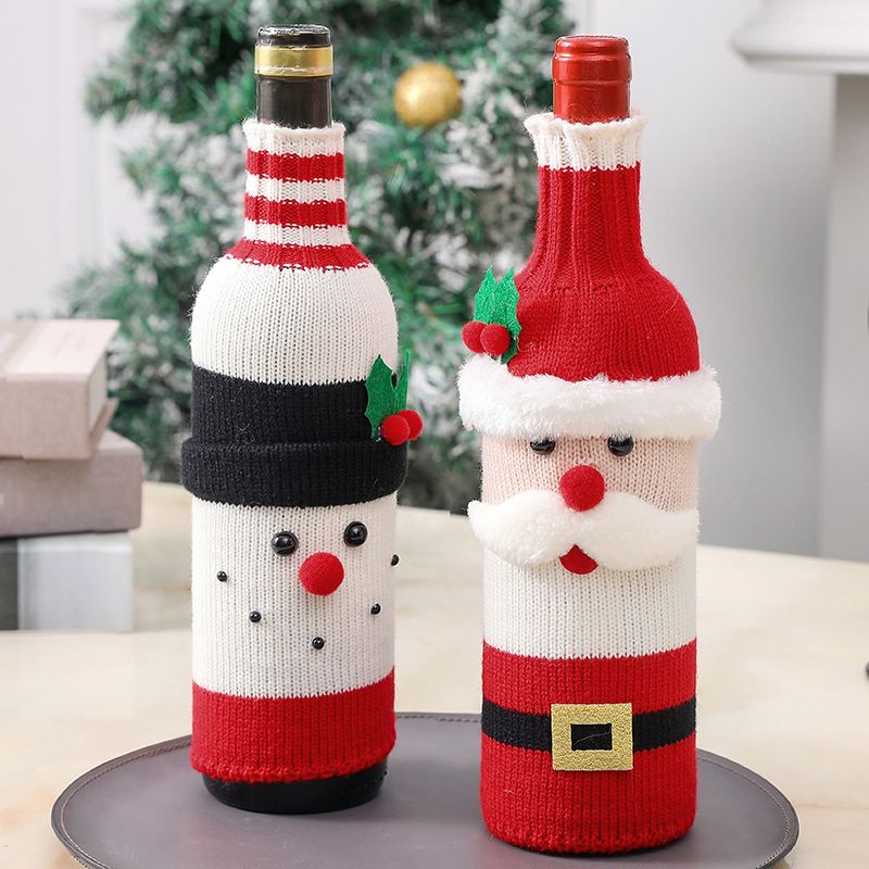 1PC Christmas Wine Bottle Cover Set Santa Snowman Woven Wine Bottle Bags For Christmas Party Table Decorations New Year Gifts