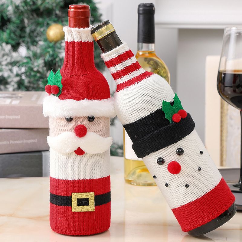 1PC Christmas Wine Bottle Cover Set Santa Snowman Woven Wine Bottle Bags For Christmas Party Table Decorations New Year Gifts