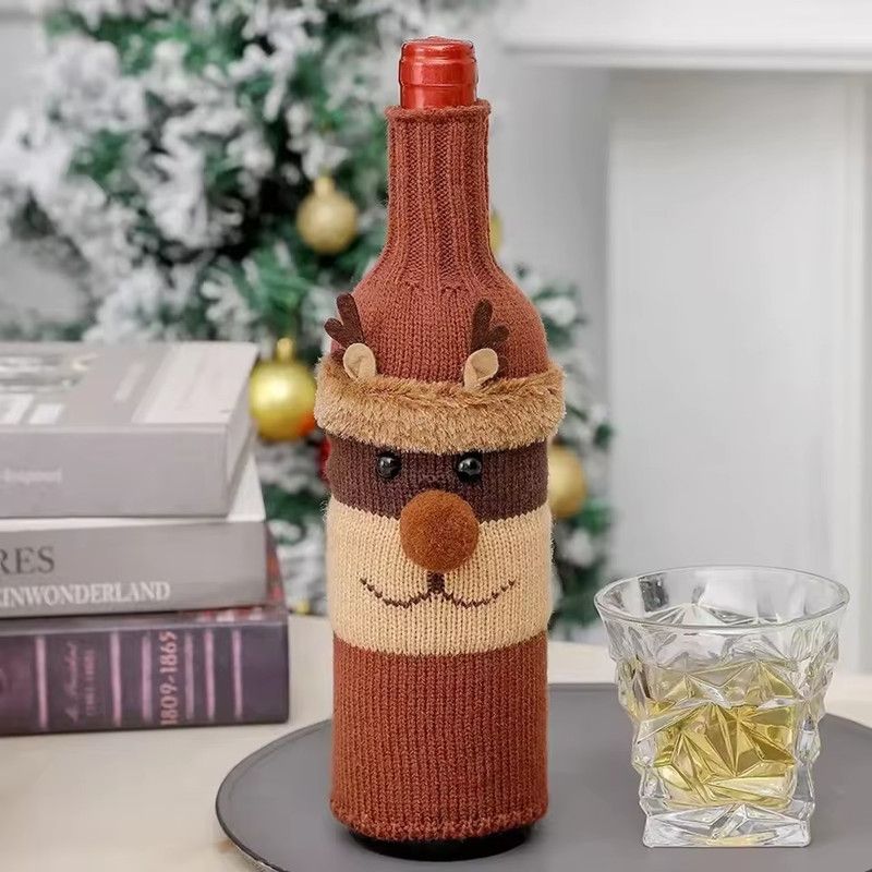 1PC Christmas Wine Bottle Cover Set Santa Snowman Woven Wine Bottle Bags For Christmas Party Table Decorations New Year Gifts
