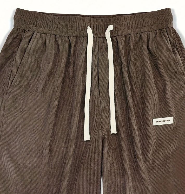 Men's Corduroy Casual Pants Loose Fit Baggy Straight Sweatpants with Drawstring Elastic Waist Outdoor Streetwear Winter Warm