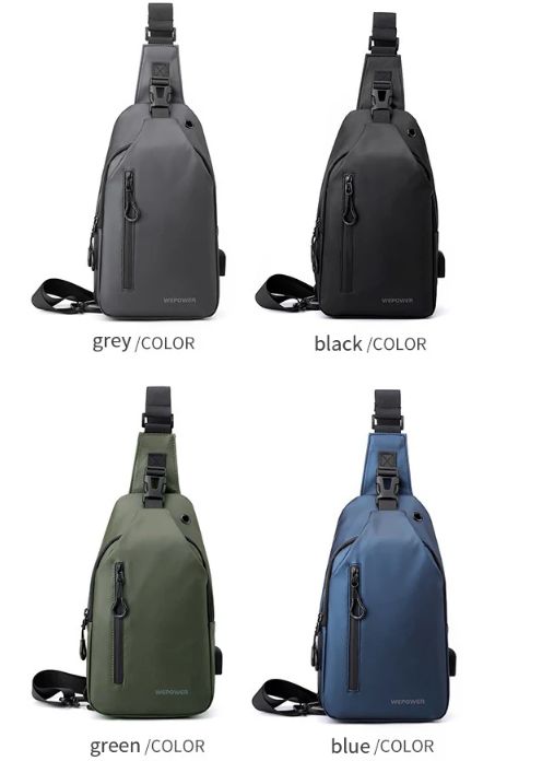 1PC New Men's Chest Bag - Casual Large Capacity Single Shoulder Crossbody Bag - Motorcycle Bag - water-resistant Backpack