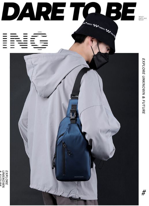 1PC New Men's Chest Bag - Casual Large Capacity Single Shoulder Crossbody Bag - Motorcycle Bag - water-resistant Backpack