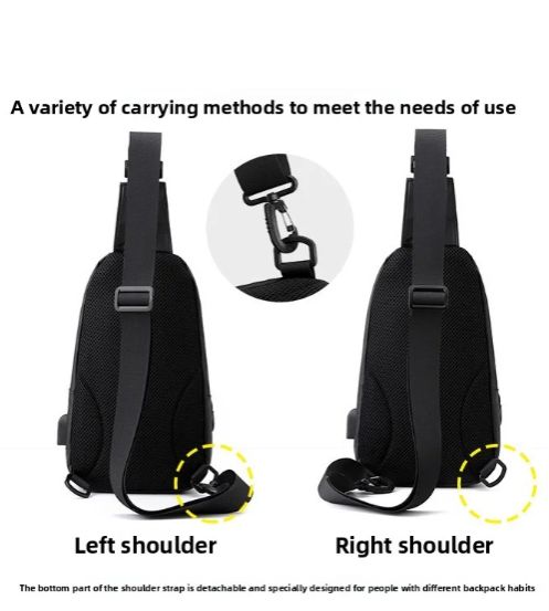 1PC New Men's Chest Bag - Casual Large Capacity Single Shoulder Crossbody Bag - Motorcycle Bag - water-resistant Backpack