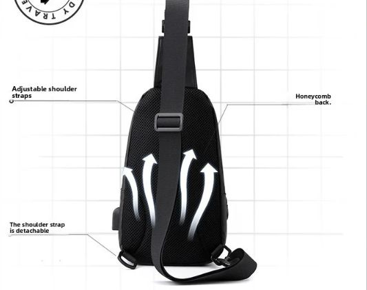 1PC New Men's Chest Bag - Casual Large Capacity Single Shoulder Crossbody Bag - Motorcycle Bag - water-resistant Backpack