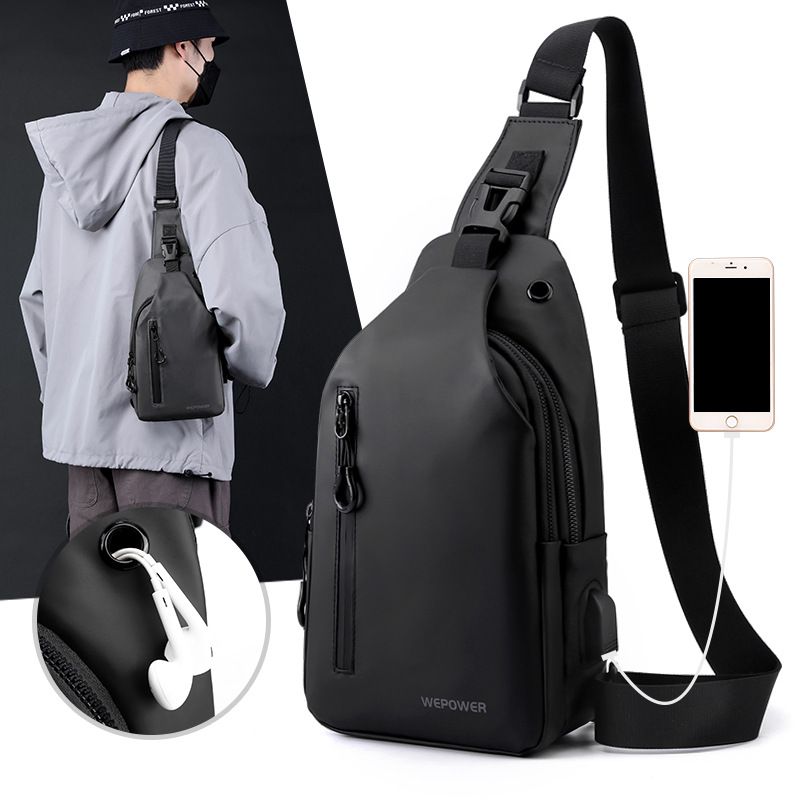 1PC New Men's Chest Bag - Casual Large Capacity Single Shoulder Crossbody Bag - Motorcycle Bag - water-resistant Backpack