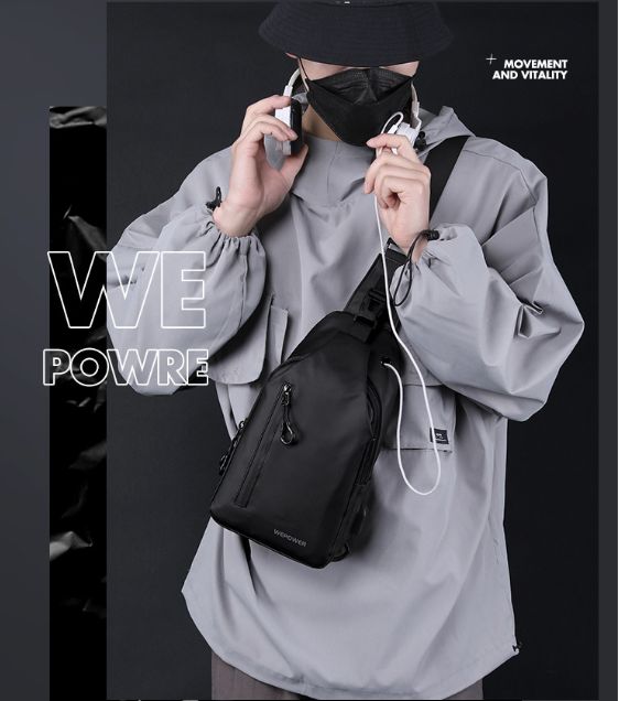 1PC New Men's Chest Bag - Casual Large Capacity Single Shoulder Crossbody Bag - Motorcycle Bag - water-resistant Backpack