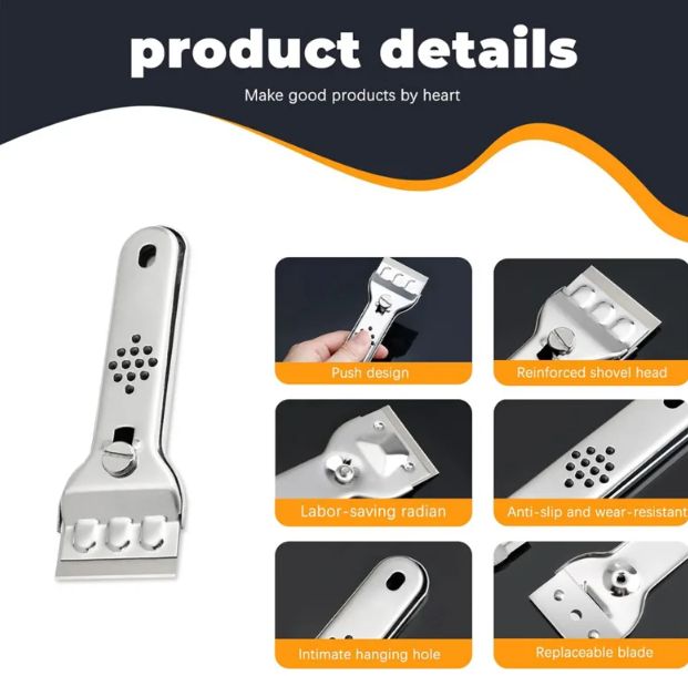 Stainless Steel Cleaning Scraper Blade Glass Kitchen Ceramic Tile Decontamination Scraper Wall Floor Paint Scraper Tool Knife