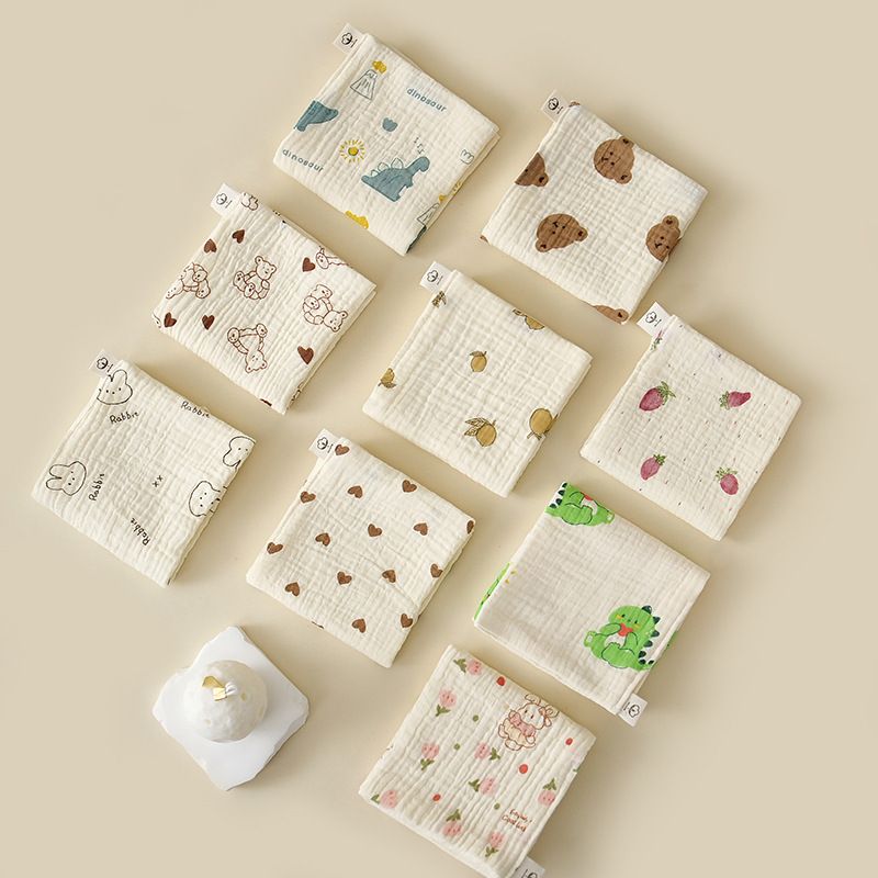 1PC Baby Washcloth Square Hand Towel Soft Reusable Newborn Face Towel 4-Layers Cartoon Baby Wash Cloths Shower Gift