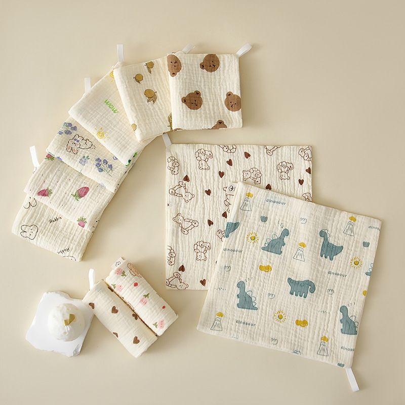 1PC Baby Washcloth Square Hand Towel Soft Reusable Newborn Face Towel 4-Layers Cartoon Baby Wash Cloths Shower Gift