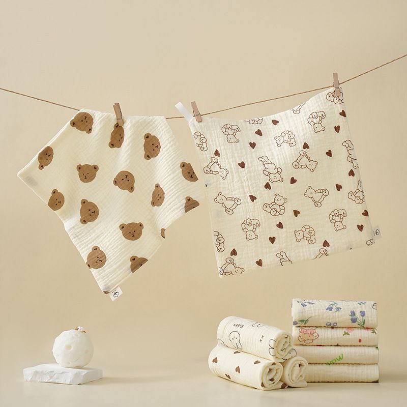 1PC Baby Washcloth Square Hand Towel Soft Reusable Newborn Face Towel 4-Layers Cartoon Baby Wash Cloths Shower Gift