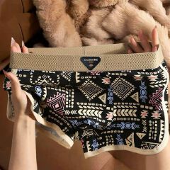 3PCS/SET Men's Underwear American Retro Ethnic Style Flat Leg Pants Breathable Soft Men Underpant Trendy Men's Boxer Shorts