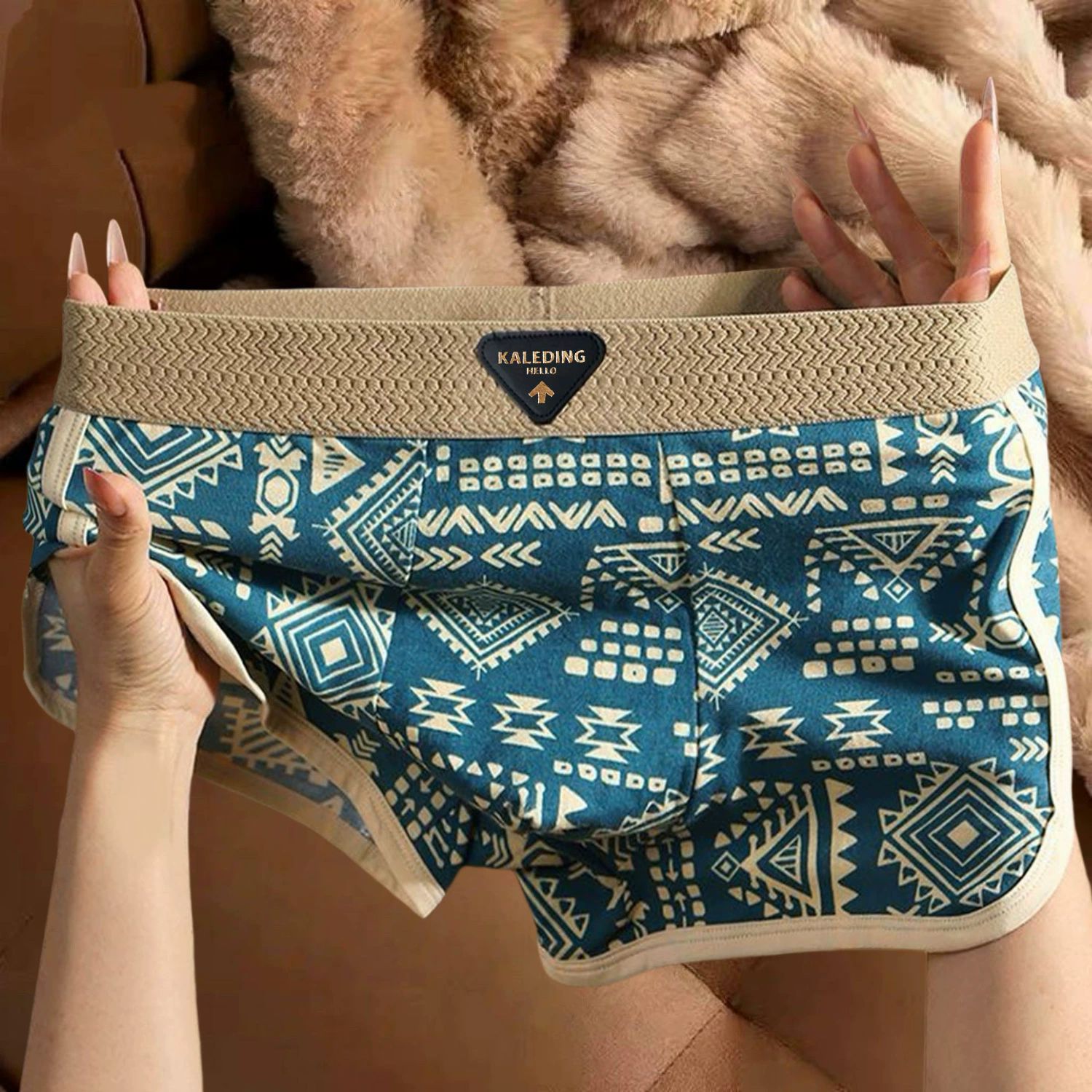 3PCS/SET Men's Underwear American Retro Ethnic Style Flat Leg Pants Breathable Soft Men Underpant Trendy Men's Boxer Shorts