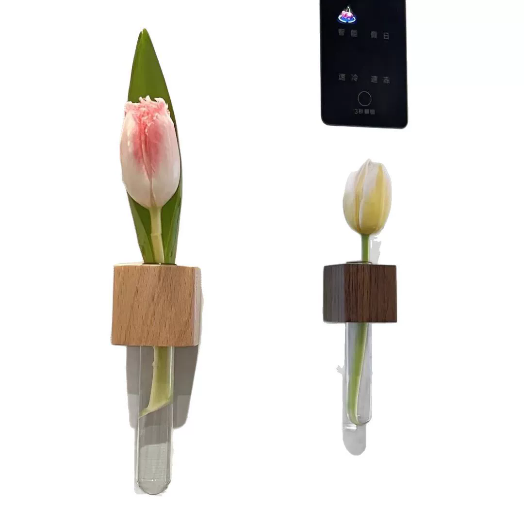 1PC Creative Magnetic Wooden Vase Fridge Magnet Refrigerator Sticker Creative Floral Decoration Middle Ancient Style Home Decor C-673