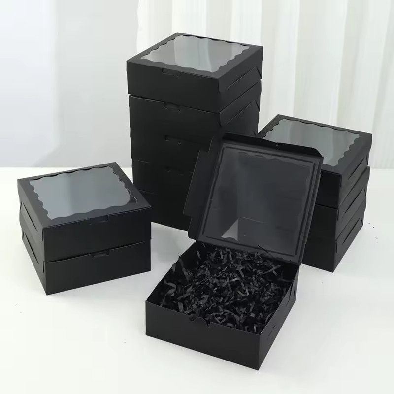 5Pcs Clear Square Cake Boxes with Window Candy Chocolate Pastry Packaging Box Jewelry Toys Gift Display Boxes Party Favors