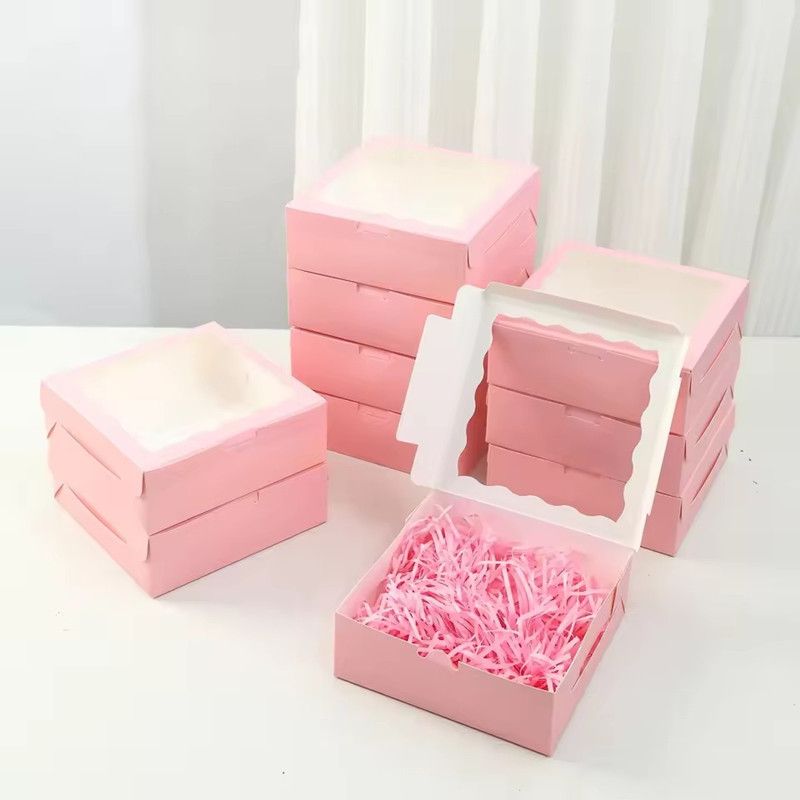 5Pcs Clear Square Cake Boxes with Window Candy Chocolate Pastry Packaging Box Jewelry Toys Gift Display Boxes Party Favors