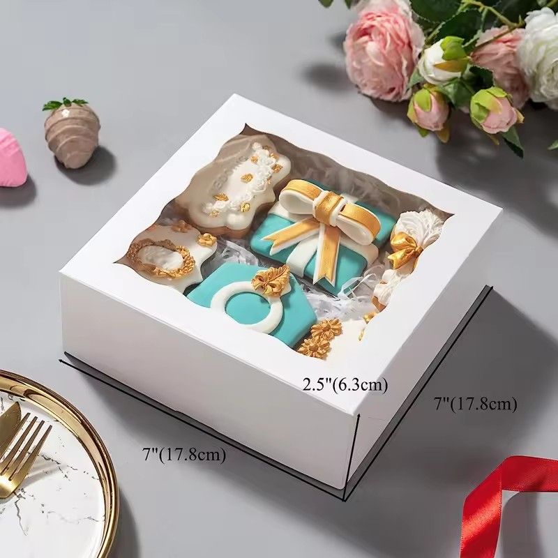 5Pcs Clear Square Cake Boxes with Window Candy Chocolate Pastry Packaging Box Jewelry Toys Gift Display Boxes Party Favors