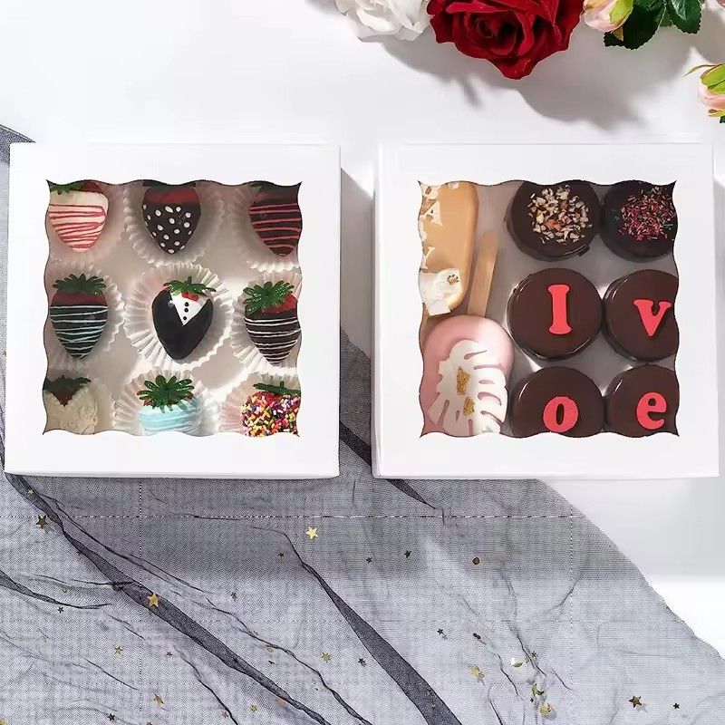 5Pcs Clear Square Cake Boxes with Window Candy Chocolate Pastry Packaging Box Jewelry Toys Gift Display Boxes Party Favors