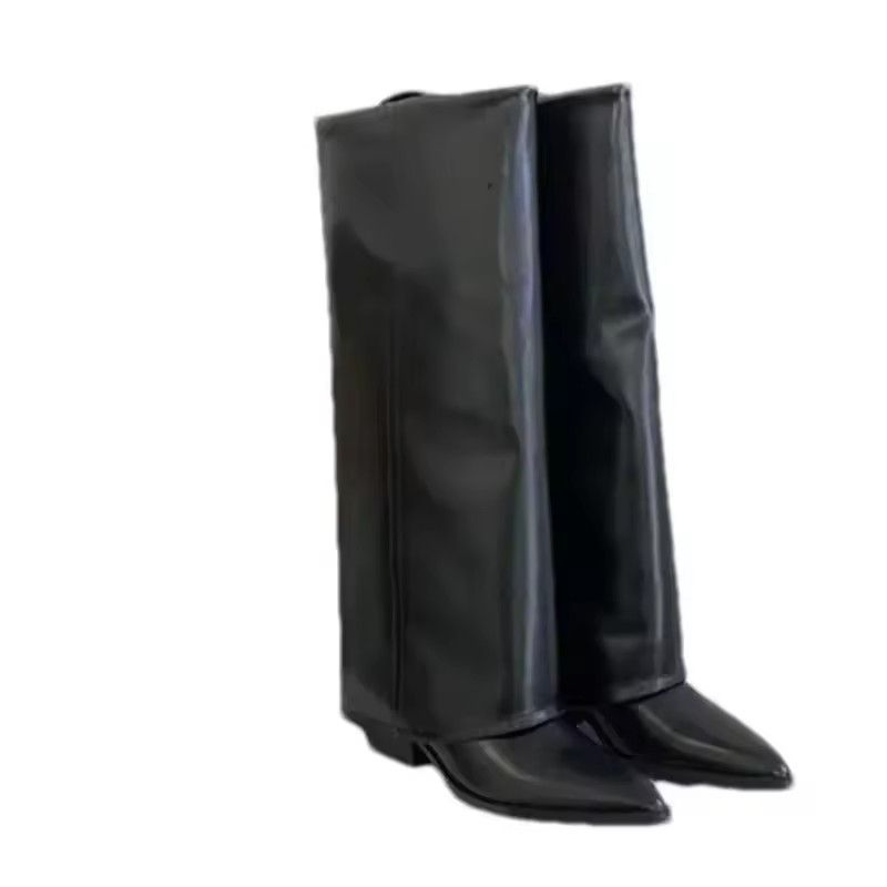 Women Chunky High Boots Pointed Toe Shoes Sexy Lady Dress Gladiator Autumn New 2025 Trend Retro Fad Woman Boots Goth Botas Mujer