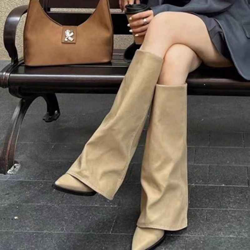 Women Chunky High Boots Pointed Toe Shoes Sexy Lady Dress Gladiator Autumn New 2025 Trend Retro Fad Woman Boots Goth Botas Mujer